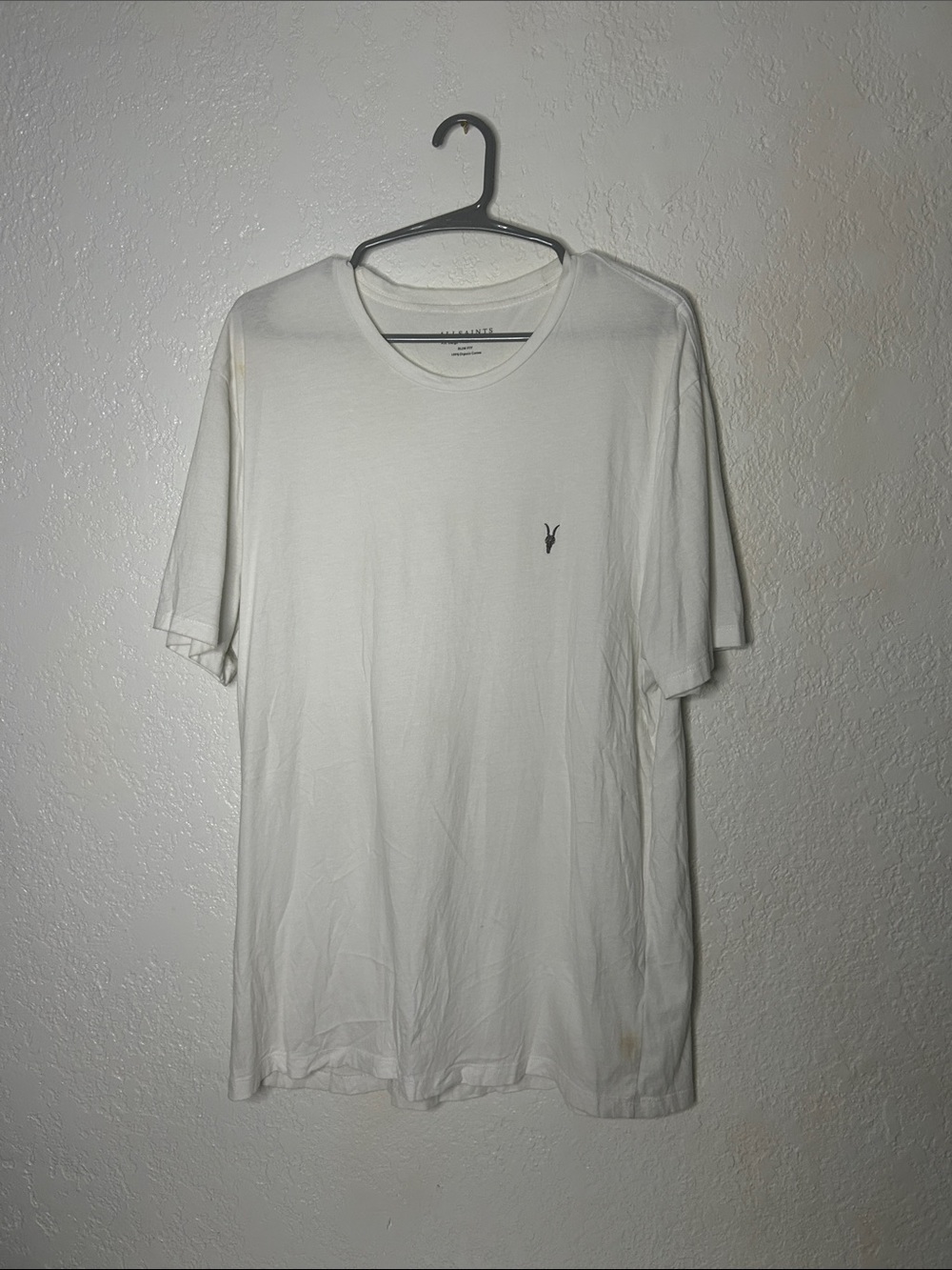 All Saints White Short Sleeve Crew Tee with Subtle Logo
